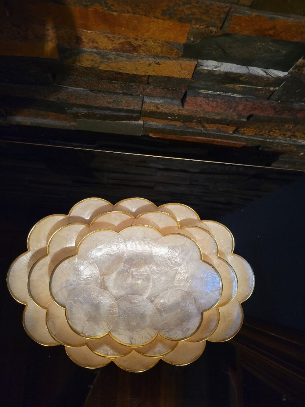 Vintage 70s Capiz Shell Scalloped Nesting Bowls, Set of 3 Boho Hollywood Regency